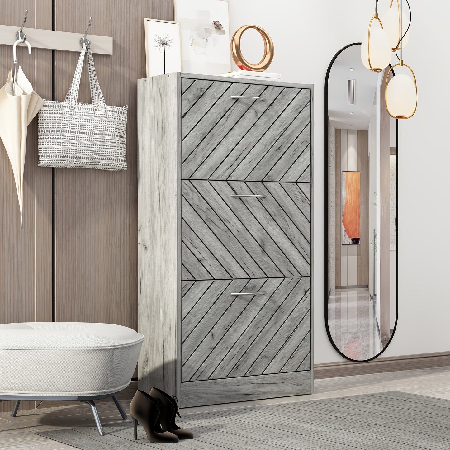 Shoe Cabinet shown in the one-size, Gray option