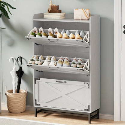 Shoe Cabinet shown in the White 3-Door, 1 option