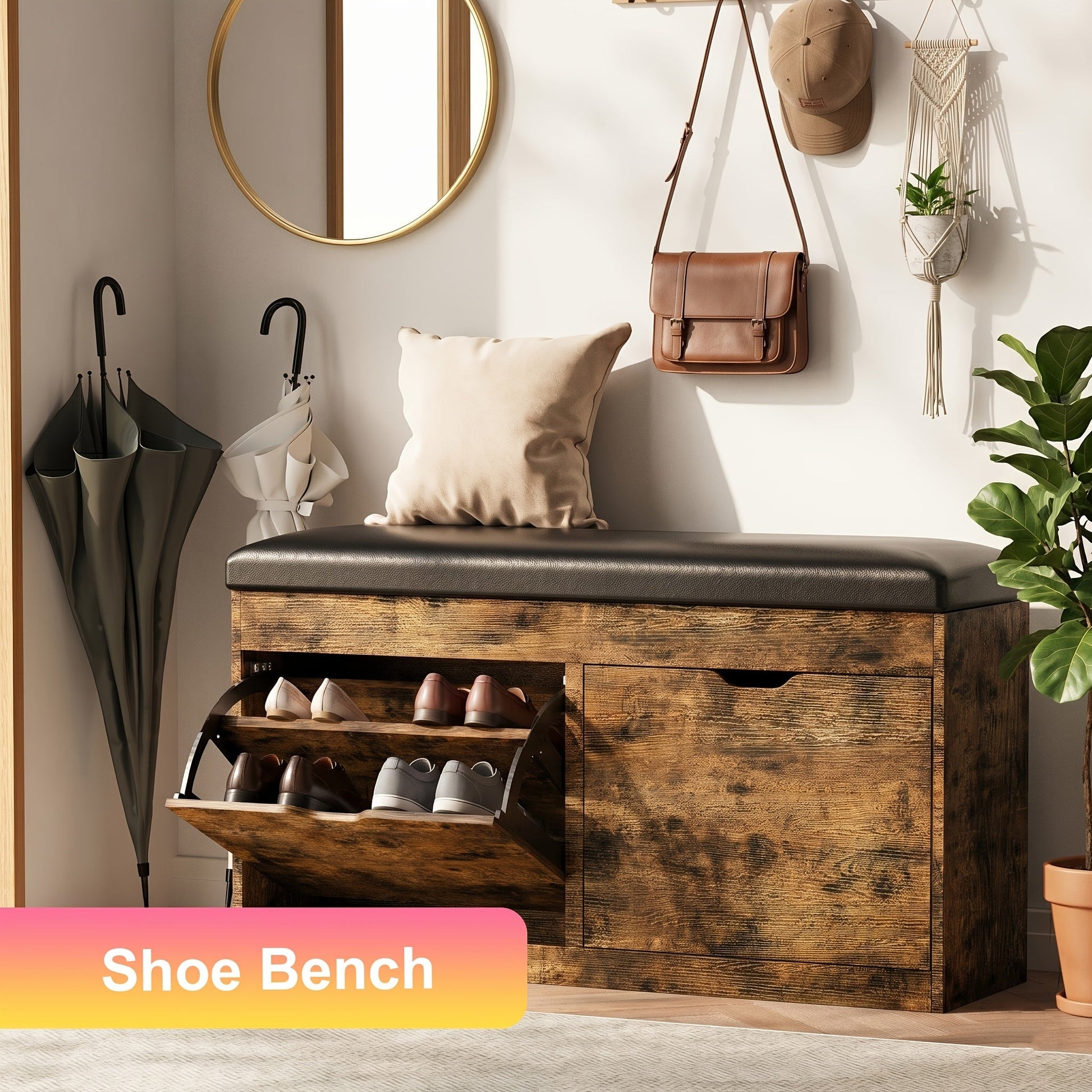 Shoe Cabinet shown in the Vintage Brown option