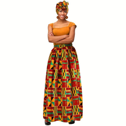 Skirt Sets - African Print Maxi Set 3 Piece Ankara Stretch with Pockets | Matching Head - product detail view 5