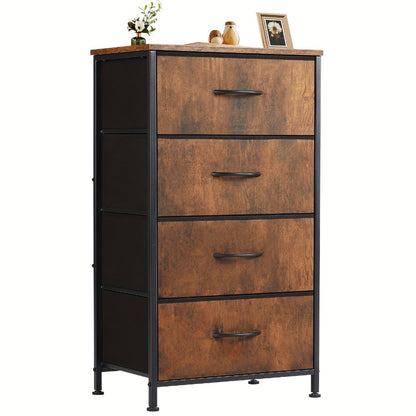 Dresser, Skinny Fabric Storage Tower with 2 or 4 Drawers & Wooden Top - Slim Chest shown in the main product view