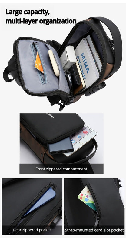 Sling Bag – Combination Lock, Large Capacity, Anti-Theft, for Travel & Work – detail view 23