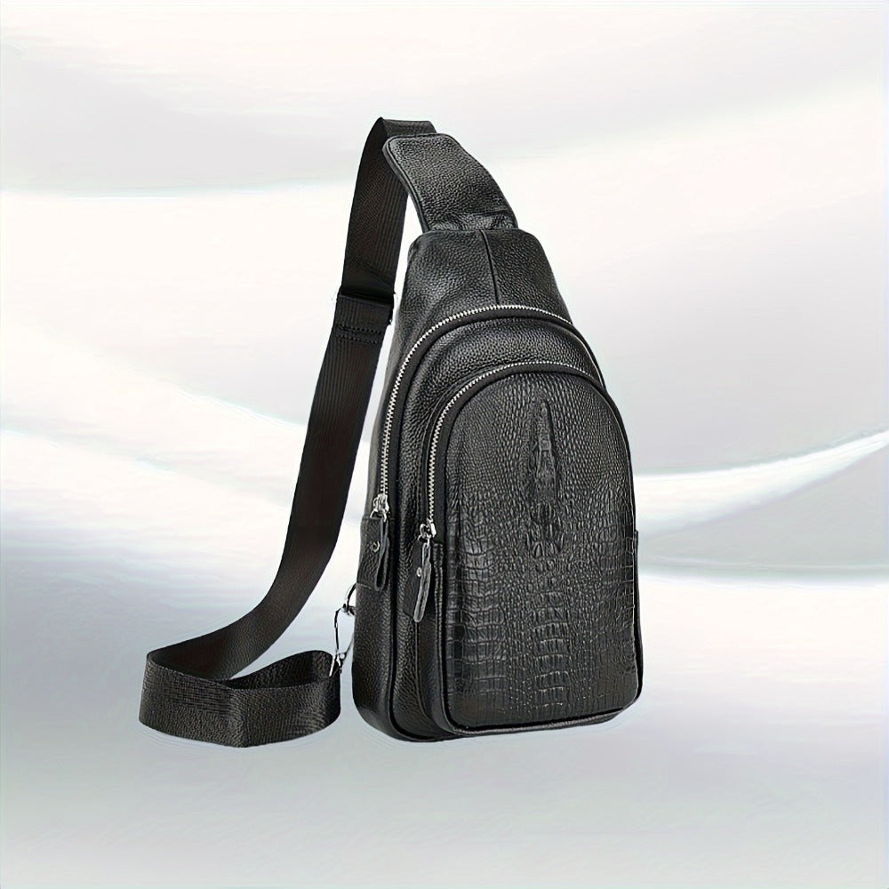 Sling Bag – for Travel & Everyday Use, Crocodile Pattern Chest Earphone Hole – detail view 13