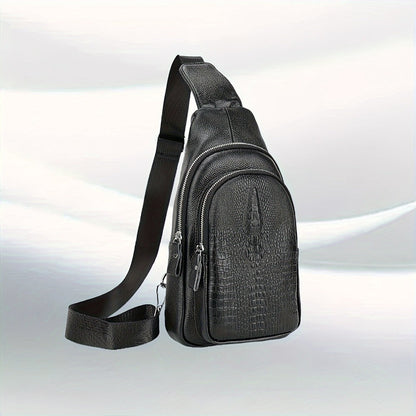 Sling Bag – for Travel & Everyday Use, Crocodile Pattern Chest Earphone Hole – detail view 13