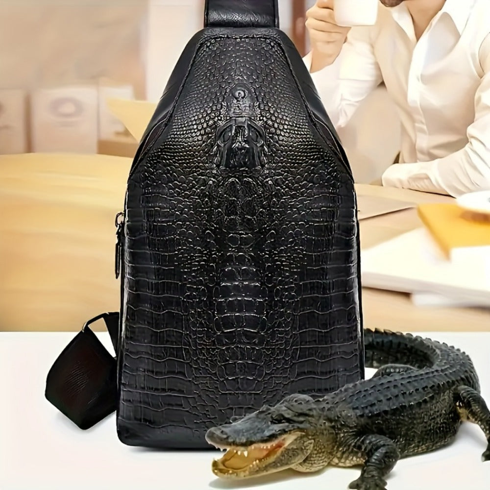 Sling Bag – for Travel & Everyday Use, Crocodile Pattern Chest Earphone Hole – detail view 14