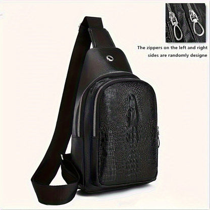 Sling Bag – for Travel & Everyday Use, Crocodile Pattern Chest Earphone Hole – detail view 18