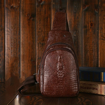 Sling Bag – for Travel & Everyday Use, Crocodile Pattern Chest Earphone Hole – detail view 6