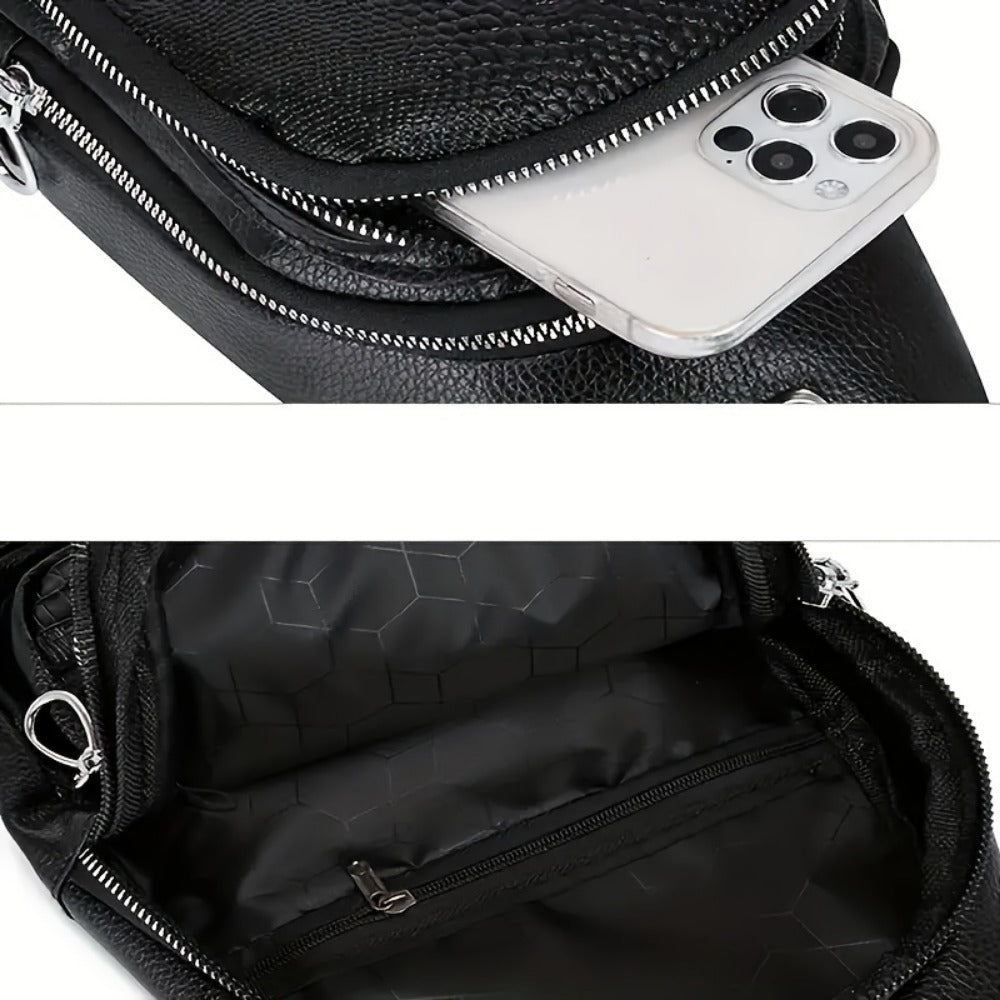 Sling Bag – for Travel & Everyday Use, Crocodile Pattern Chest Earphone Hole – detail view 9