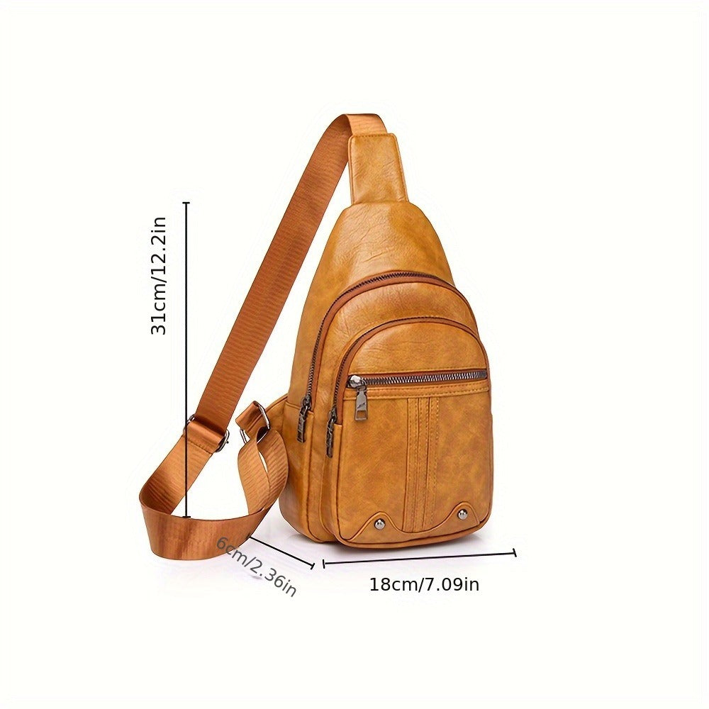 Sling Bag – for Travel & Everyday Use, Faux Leather Retro Chest Sling – detail view 5