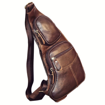 Sling Bag – for Travel, Leather Sling Vintage Chest Pack – front view - product view 19