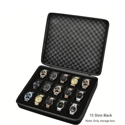 Smart Watch for Men - EVA Box Organizer for - 8 & 15 Slot Black Storage Case, Fits Wristwatches - main product view