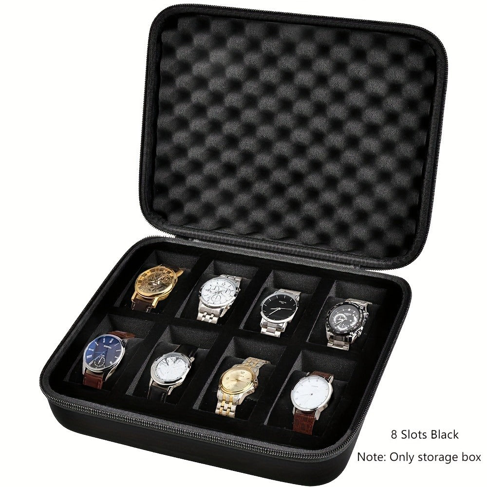 Smart Watch for Men - EVA Box Organizer for - 8 & 15 Slot Black Storage Case, Fits Wristwatches - product detail view 3