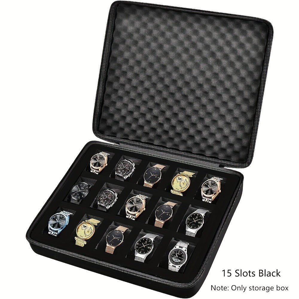 Smart Watch for Men - EVA Box Organizer for - 8 & 15 Slot Black Storage Case, Fits Wristwatches - product detail view 5