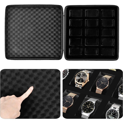 Smart Watch for Men - EVA Box Organizer for - 8 & 15 Slot Black Storage Case, Fits Wristwatches - product detail view 6