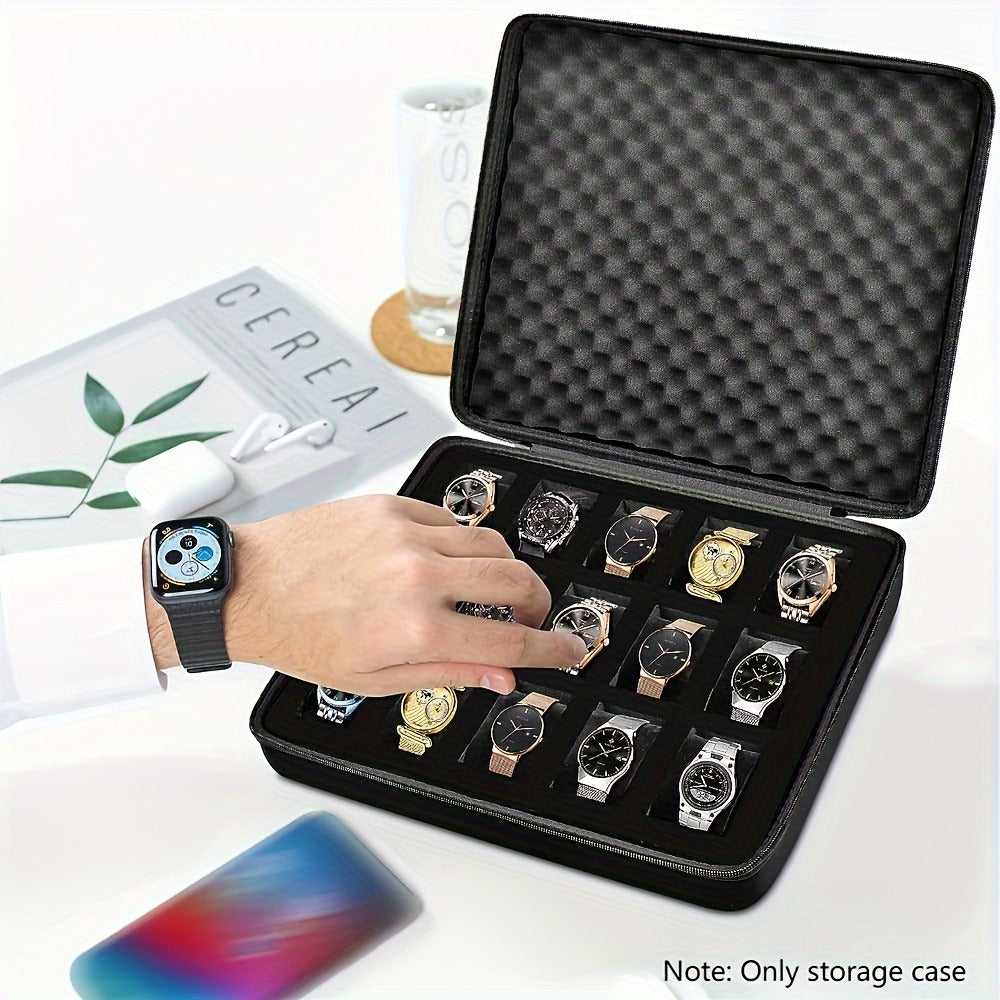Smart Watch for Men - EVA Box Organizer for - 8 & 15 Slot Black Storage Case, Fits Wristwatches - product detail view 7