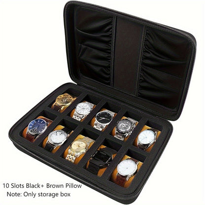 Smart Watch for Men - EVA Box Organizer for - 8 & 15 Slot Black Storage Case, Fits Wristwatches - product detail view 9