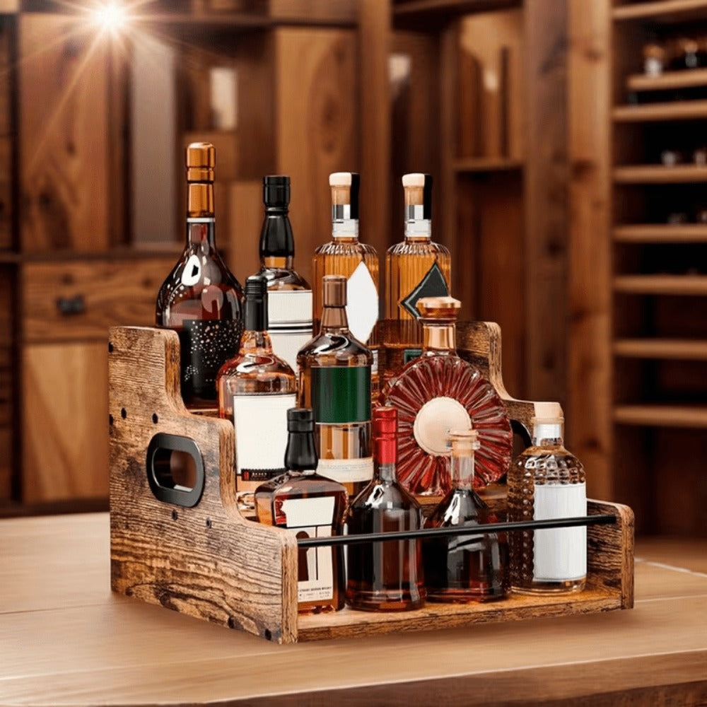 Solid Wood Countertop Bottle Display Shelf for Living Room and Kitchen detail image - detail view 12