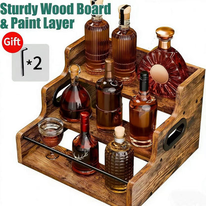 Solid Wood Countertop Bottle Display Shelf for Living Room and Kitchen detail image - detail view 3