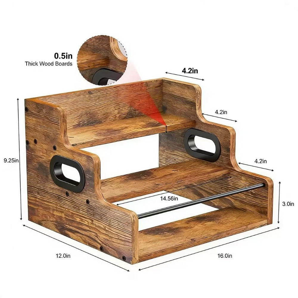 Solid Wood Countertop Bottle Display Shelf for Living Room and Kitchen detail image - detail view 4