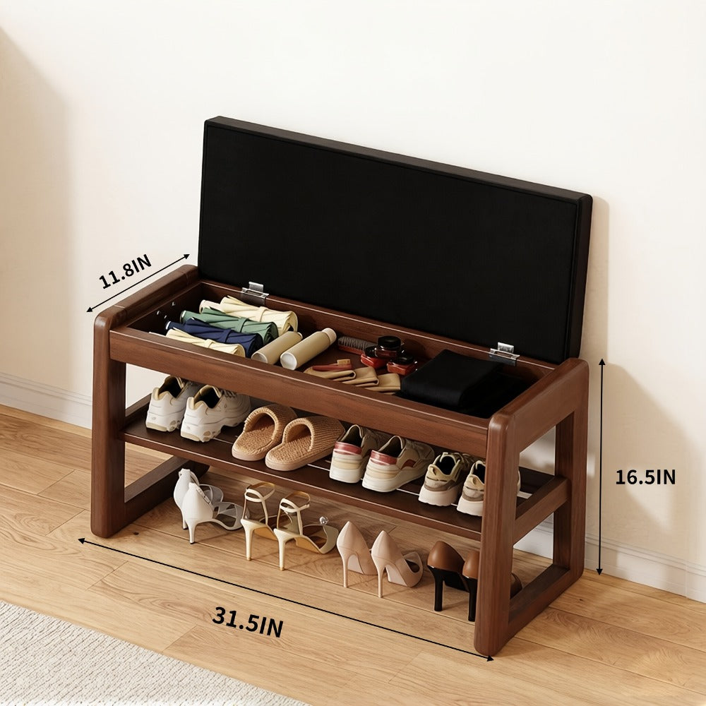 Solid Wood Entryway Shoe Cabinets And Benches with Large-Capacity Storage detail image - detail view 11