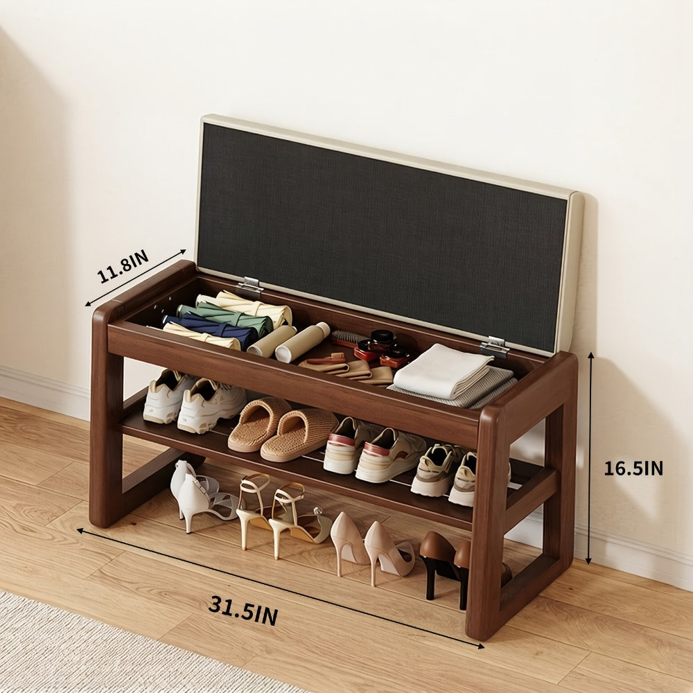 Solid Wood Entryway Shoe Cabinets And Benches with Large-Capacity Storage detail image - detail view 14