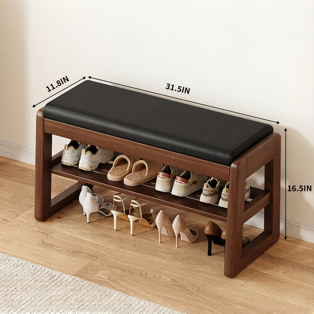 Solid Wood Entryway Shoe Cabinets And Benches with Large-Capacity Storage detail image - detail view 5