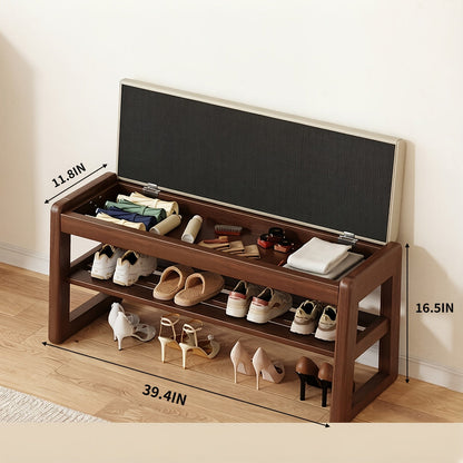 Entryway Shoe Cabinets and Benches shown in the With Storage Walnut Color + 100 Ash Pads option