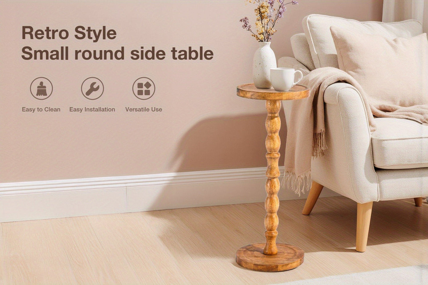 Solid Wood Side Table, Small Accent Table for Work, Display, and Everyday Use detail image - detail view 14