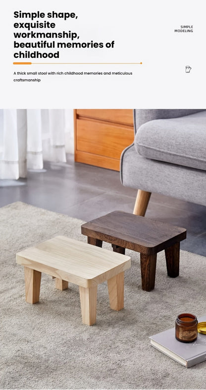 Solid Wood Stool with Footrest and Side Table for Living Room detail image - detail view 15