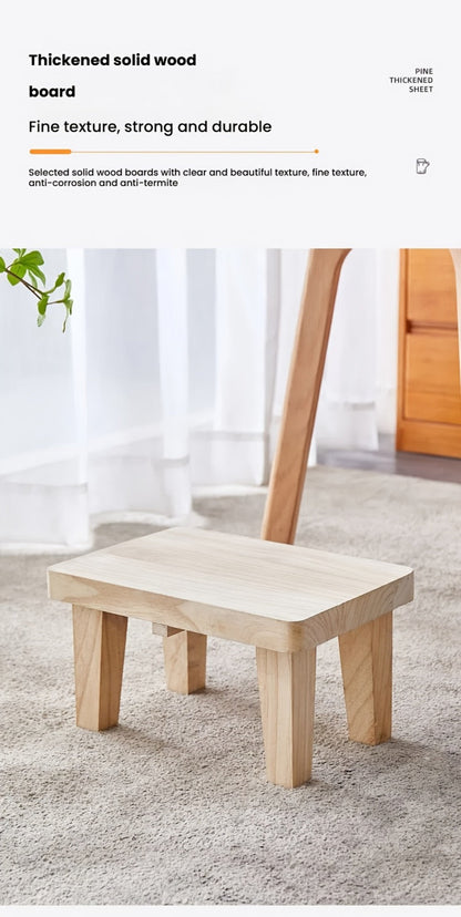 Solid Wood Stool with Footrest and Side Table for Living Room detail image - detail view 16