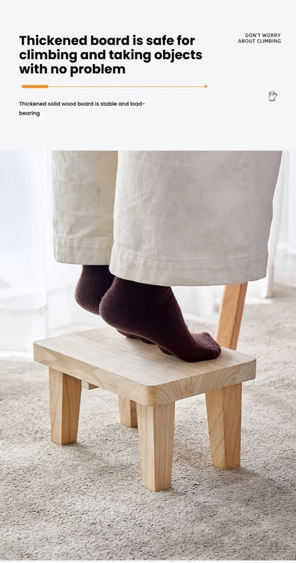 Solid Wood Stool with Footrest and Side Table for Living Room detail image - detail view 17
