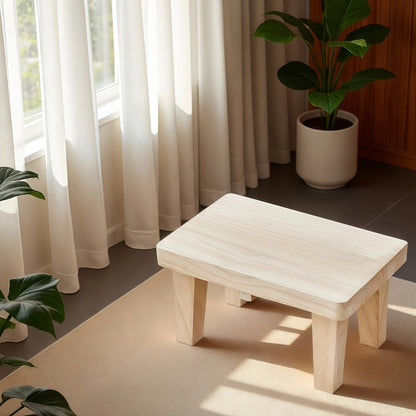 Solid Wood Stool with Footrest and Side Table for Living Room detail image - detail view 3