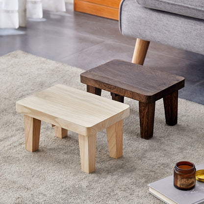 Solid Wood Stool with Footrest and Side Table for Living Room detail image - detail view 4