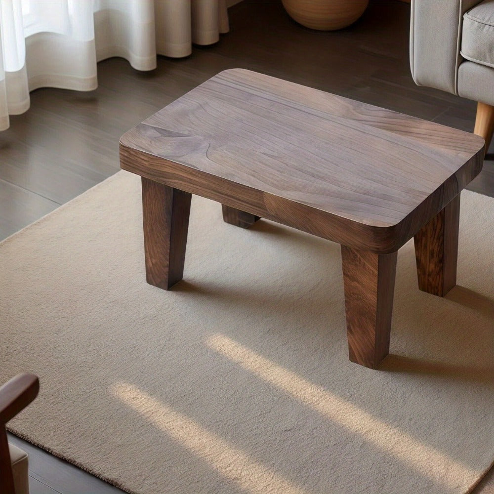 Solid Wood Stool with Footrest and Side Table for Living Room detail image - detail view 5