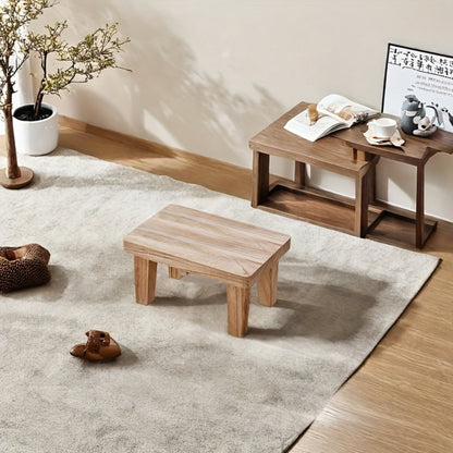 Solid Wood Stool with Footrest and Side Table for Living Room detail image - detail view 7