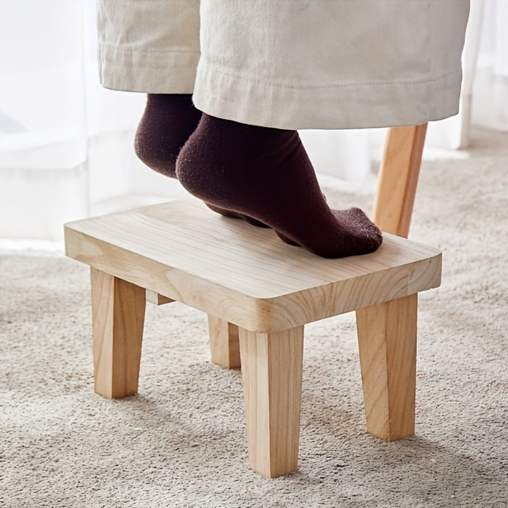 Solid Wood Stool with Footrest and Side Table for Living Room detail image - detail view 9