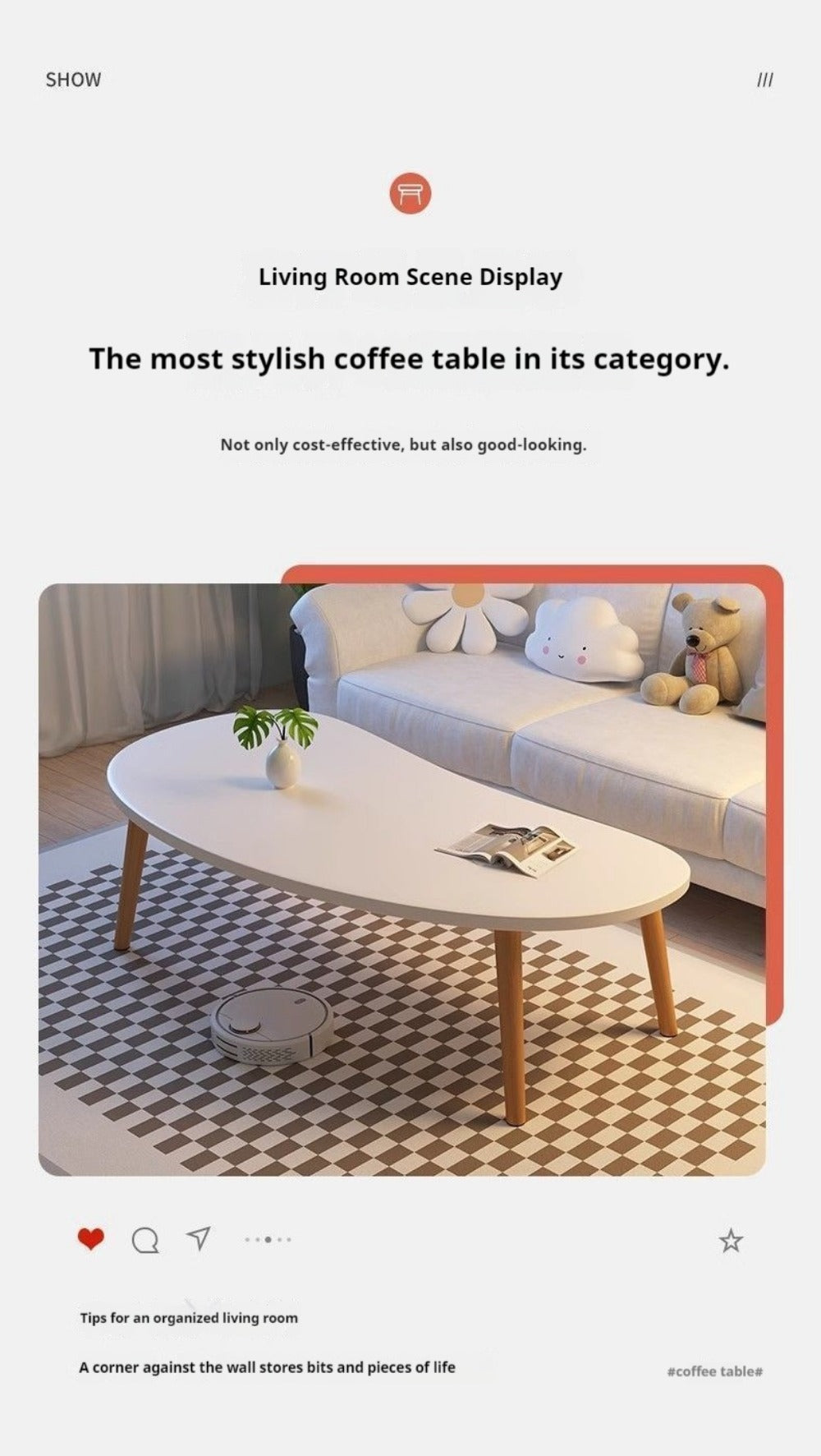 Solid Wood Wood Coffee Table, Modern Accent Table for Living Room detail image - detail view 13