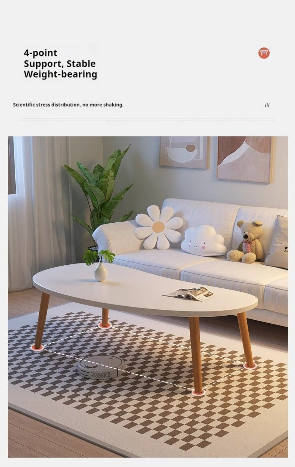 Solid Wood Wood Coffee Table, Modern Accent Table for Living Room detail image - detail view 19