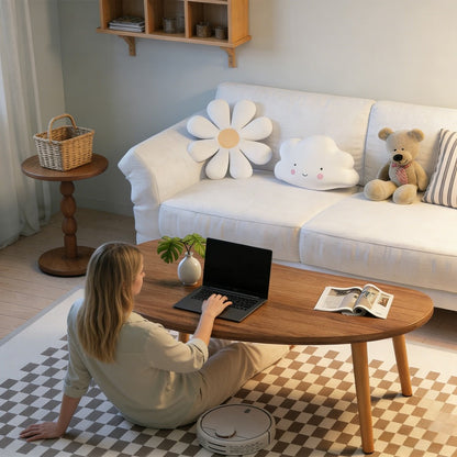 Solid Wood Wood Coffee Table, Modern Accent Table for Living Room detail image