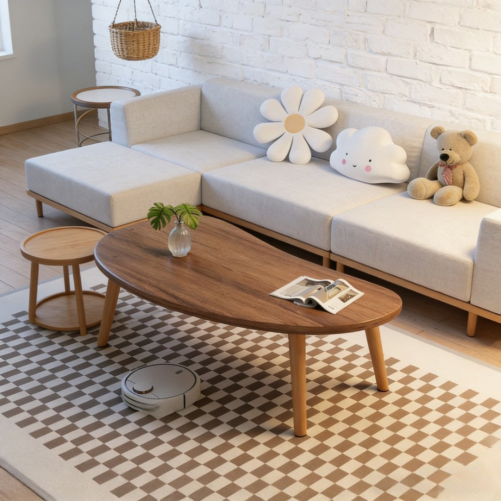 Solid Wood Wood Coffee Table, Modern Accent Table for Living Room detail image - detail view 6