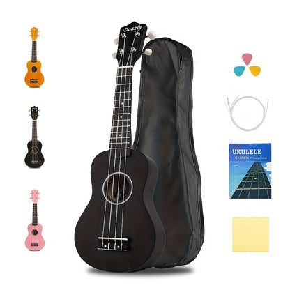 Soprano Ukulele shown in the 21 inch ukulele black option