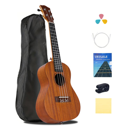 Soprano Ukulele shown in the 26 inch ukulele chestnut option