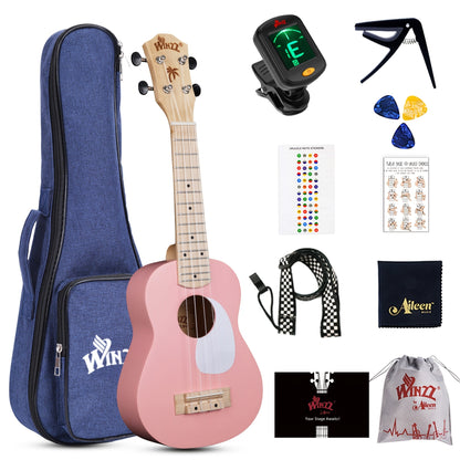 Soprano Ukulele shown in the PINK option