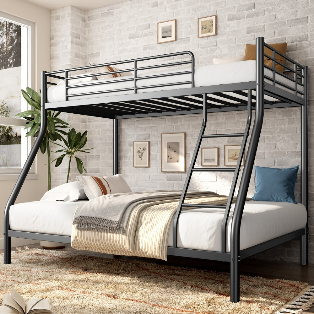 Bunk Bed, Twin Over Twin Full Heavy Duty Metal Frame Angled Ladder Space Saving Smooth shown in the main product view