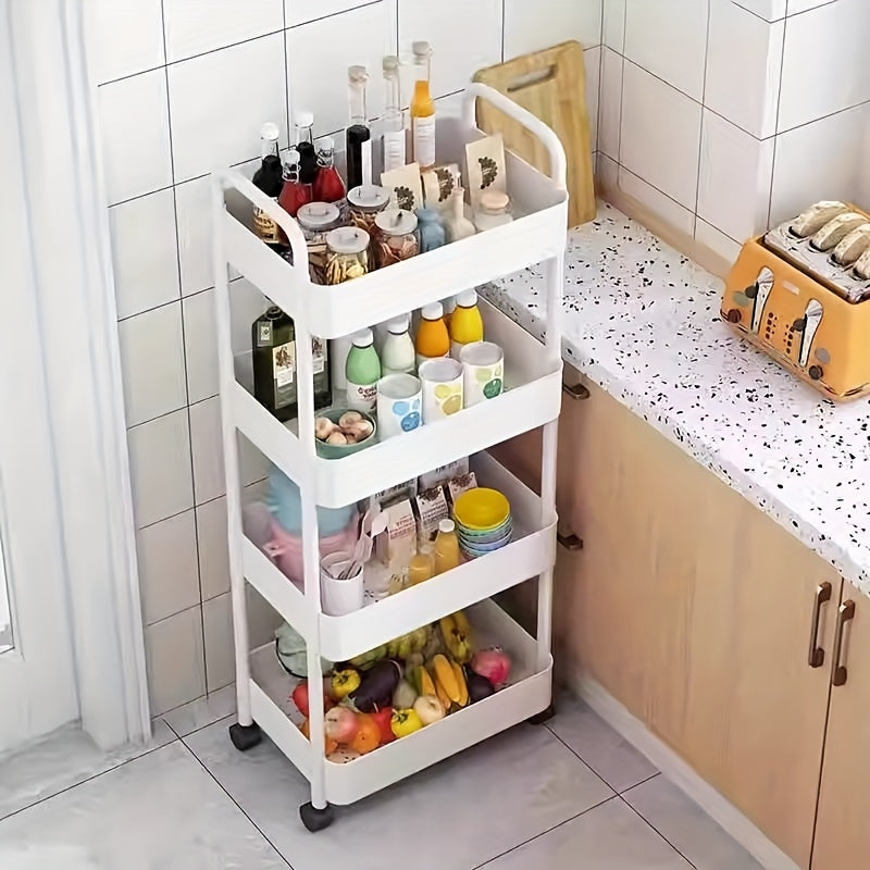 Rolling Storage Cart with Wheels Space Saving Plastic Mobile Organizer for Bedroom Kitchen shown in the main product view
