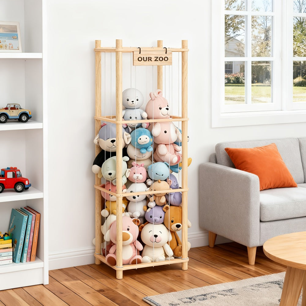 Display Shelf, Wooden Doll Storage Shelf Display Organizer Easy Assembly Space-Saving shown in the main product view