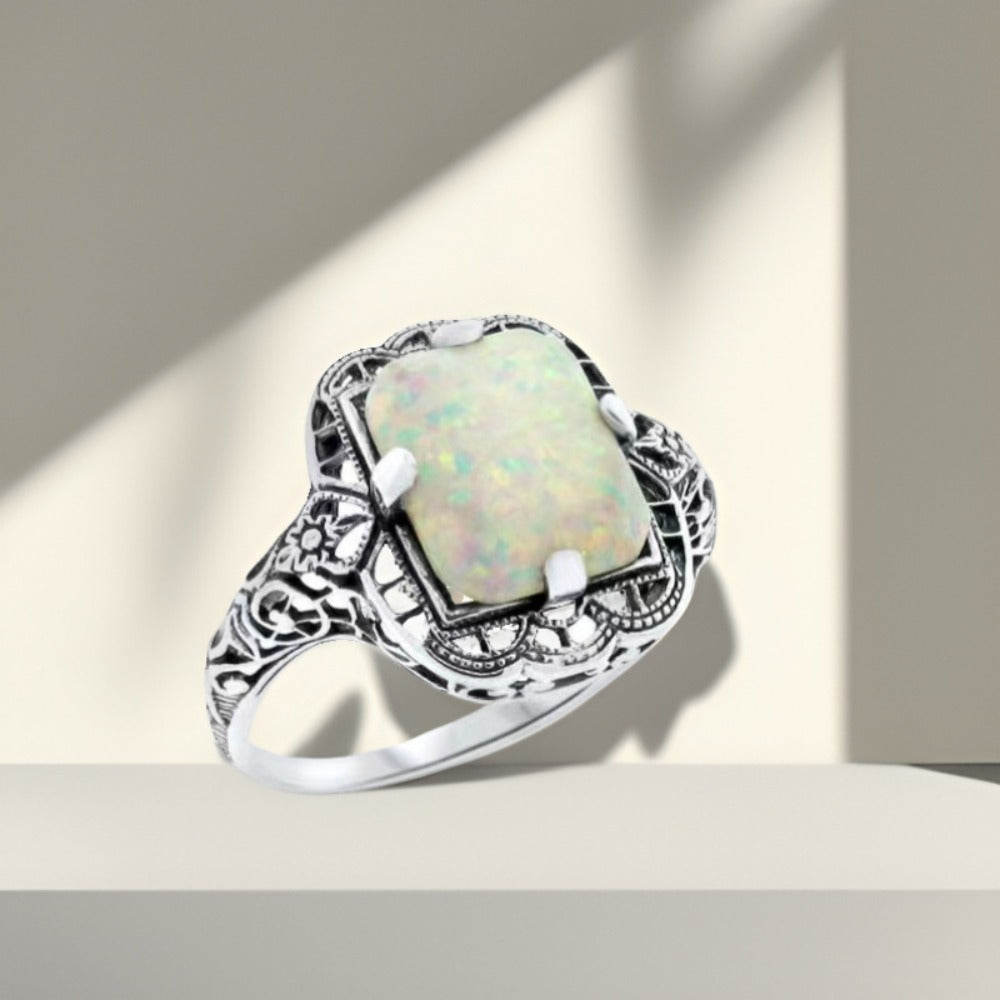 Stackable Rings for Women - 925 Sterling Silver Ring for Handcrafted Inlaid Stone Elegant Band - product detail view 6