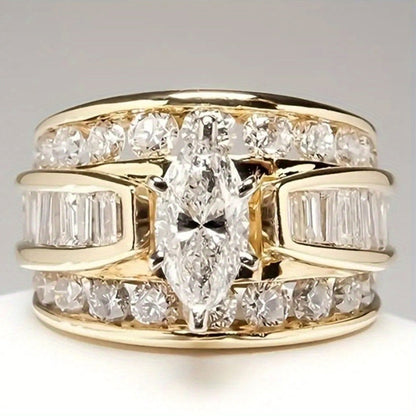 Stackable Rings for Women - Wide Band Ring Set 2Pcs for - Vintage Elegant Engagement Ring Set, Silver - main product view