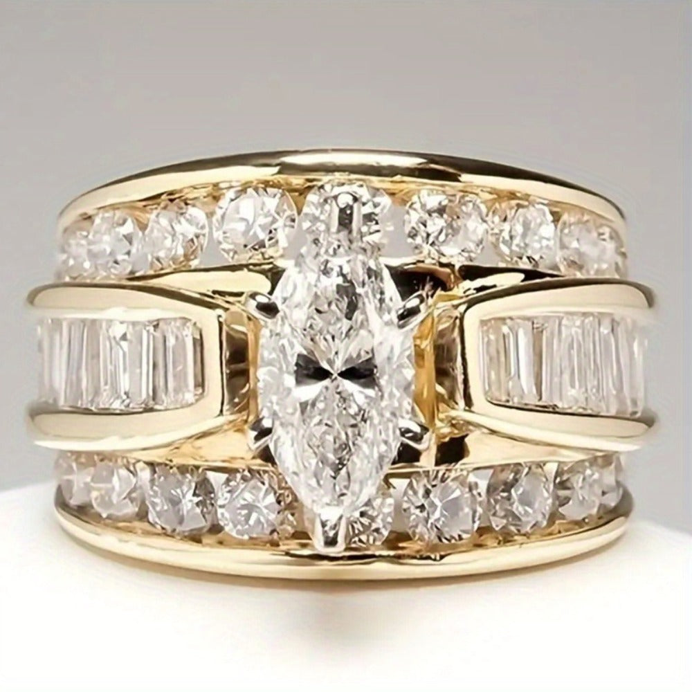 Stackable Rings for Women - Wide Band Ring Set 2Pcs for - Vintage Elegant Engagement Ring Set, Silver - product detail view 5