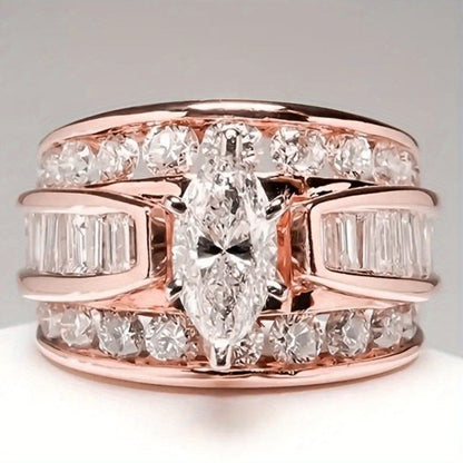 Stackable Rings for Women - Wide Band Ring Set 2Pcs for - Vintage Elegant Engagement Ring Set, Silver - product detail view 7